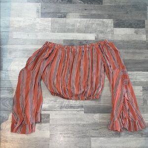 Altar'd State Rust Striped Off-Shoulder Crop Top